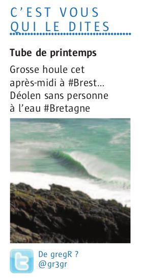 copie d'écran du tweet Grosse houle cet après-midi à #Brest